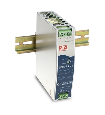 SDR-75-24 মানেওয়েল দিন রেল পাওয়ার সাপ্লাই 12V 24V 48V 85%-89%