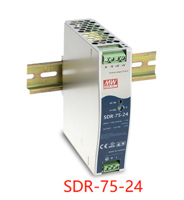 SDR-75-24 মানেওয়েল দিন রেল পাওয়ার সাপ্লাই 12V 24V 48V 85%-89%