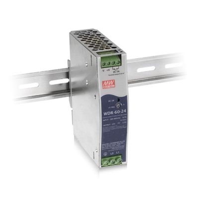 60W গড় ওয়েল WDR-60-5 রেল পাওয়ার সাপ্লাই উচ্চ দক্ষতা 93%