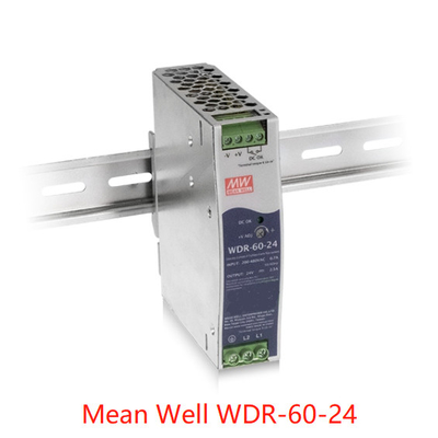 60W গড় ওয়েল WDR-60-5 রেল পাওয়ার সাপ্লাই উচ্চ দক্ষতা 93%