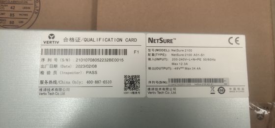 Vertiv Netsure 2100 সিরিজ Netsure2100 A31-S3 48Vdc 48A DC পাওয়ার শেল্ফ 19 ইঞ্চি M831A কন্ট্রোলার R48-1000E3 মডিউল সহ
