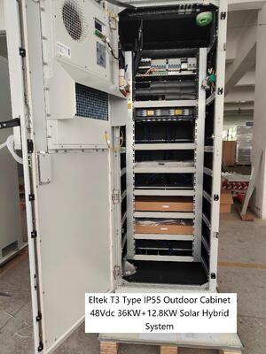 Eltek T3 আউটডোর ক্যাবিনেট 48Vdc 36KW 12.8kw সৌর ক্ষমতা সহ ফ্ল্যাটপ্যাক2 48/3000HE ফ্ল্যাটপ্যাক2 48/3200HE