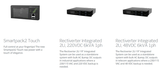 Eltek Rectiverter 2U 6kVA ইন্টিগ্রেটেড সিস্টেম 6 kVA AC এবং 4,8 kW DC স্মার্টপ্যাক আর কন্ট্রোলার সহ